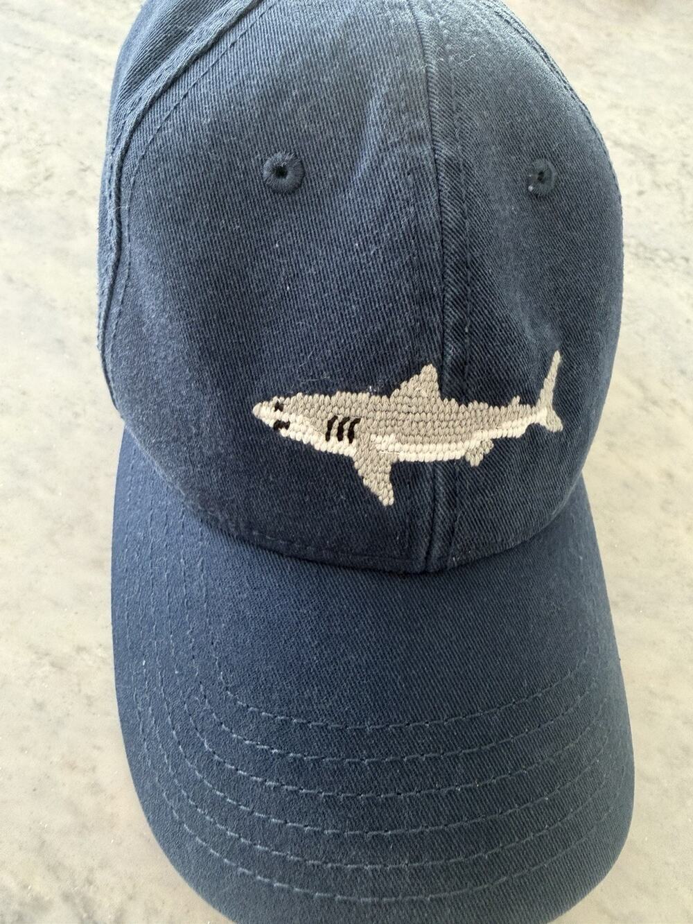 Harding Lane Shark Hat Embroidered Blue